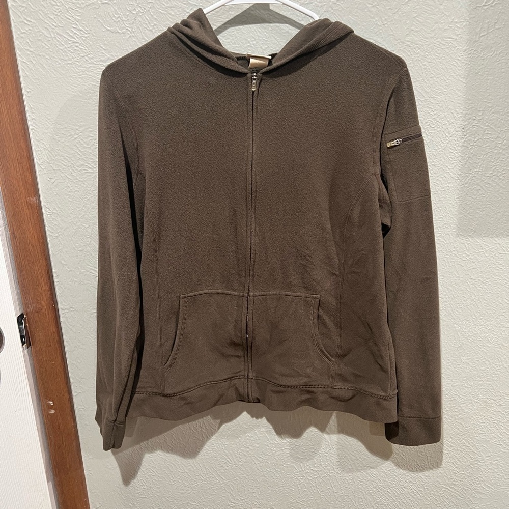 L.L. Bean Brown Women’s Full Zip Hoodie Size M Super Soft Hoodie EUC Zip Pocket
